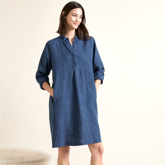 Eileen Fisher Chambray Jean Linen Dress Women’s 3X - Picture 1 of 6